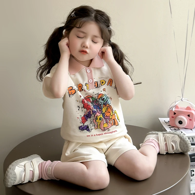 女童可爱卡通宝莉POLO套装夏季2025新款短袖短裤时髦舒服两件套潮