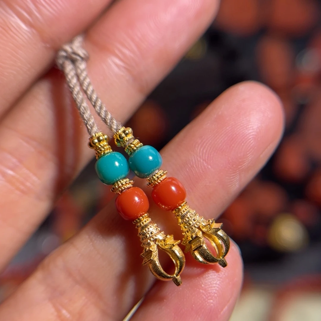 南红玛瑙18K金镶嵌配饰弟子珠套装