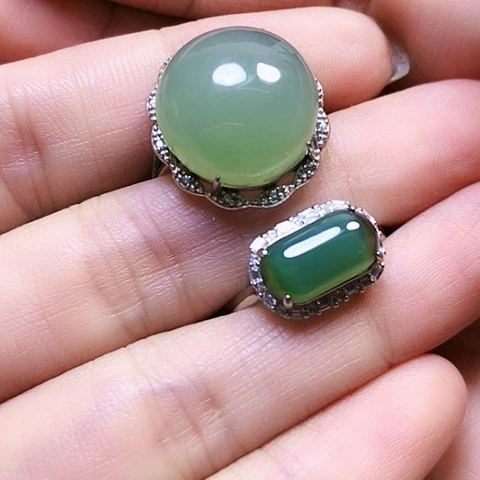银S925镶嵌戒指和田玉