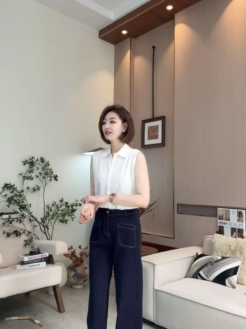 FIGO LOVE 气质衬衫无袖款内搭针织上衣81921