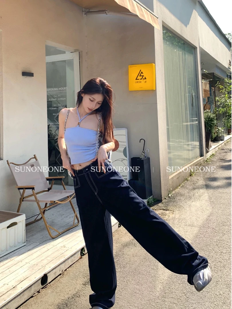 【源头专属1】莱赛尔蓝色美式蓝牛仔裤宽松简约裤子清凉