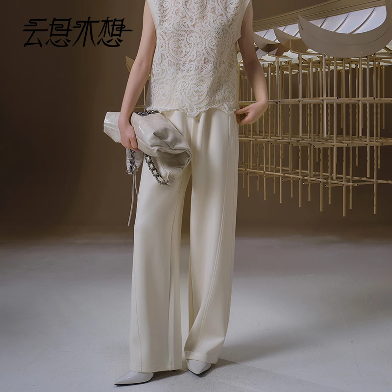 Ysimo-X云思木想 风轻梦染 撞色腰间抽绳软糯舒适直筒休闲裤12970