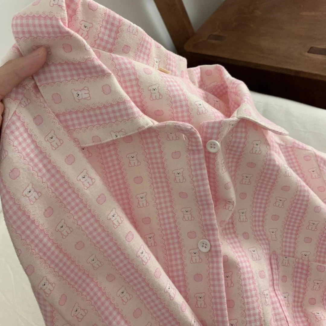 2025春季新款a类磨毛可爱娃娃领睡衣翻领家居服