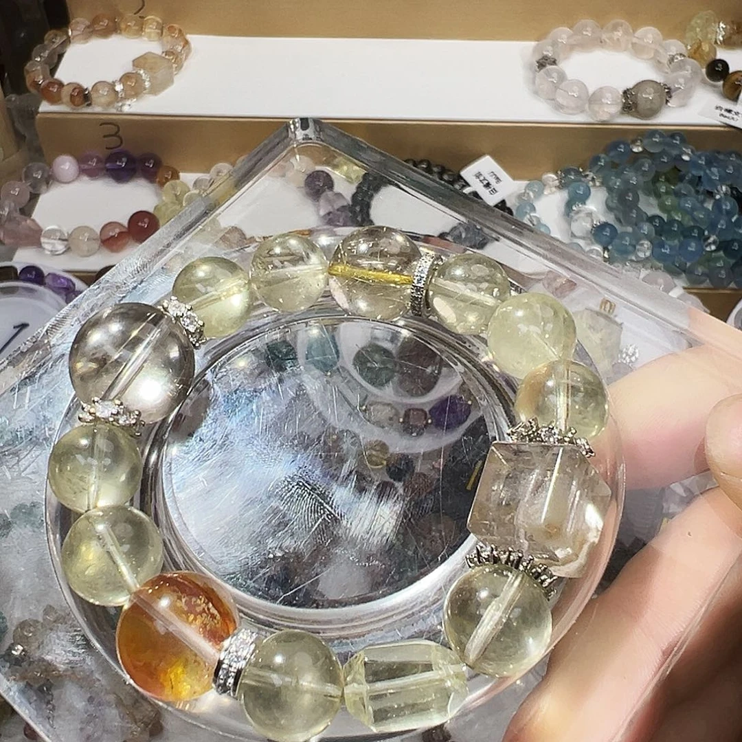 手串未镶嵌水晶发晶 黄水