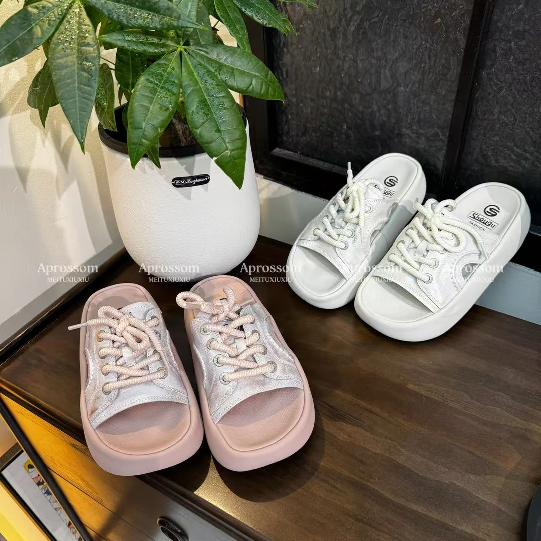 Apr.松糕摇厚底拖鞋女新款夏季透气小个子外穿配裙子凉拖2504251