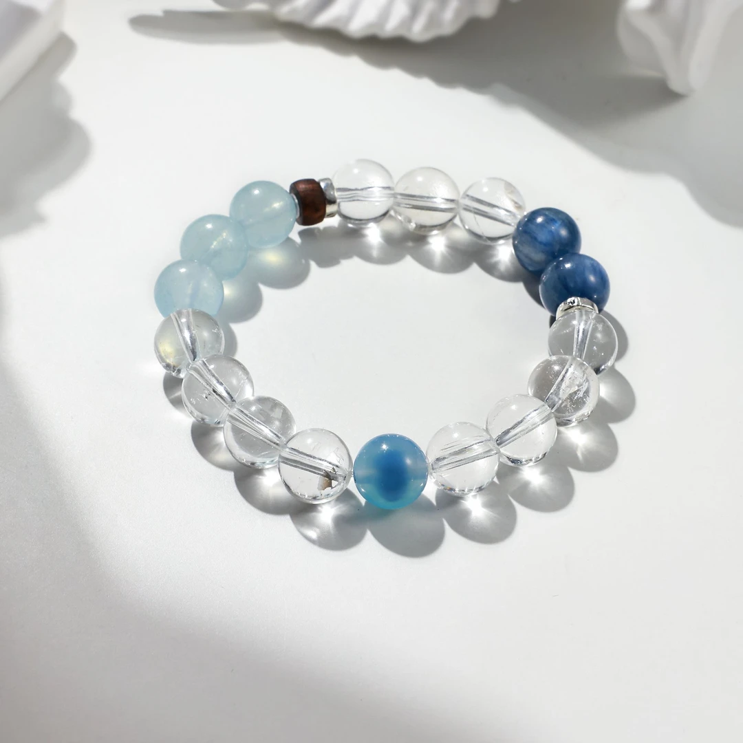 【星辰大海】海蓝宝蓝晶石白阿塞设计款手串