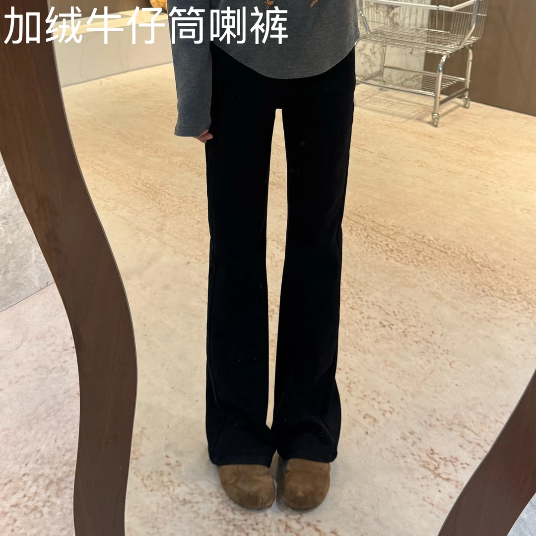 宿慕SUMU 瘦腿裤 植绒保暖筒喇牛仔裤10-8新款时尚牛仔长裤32987