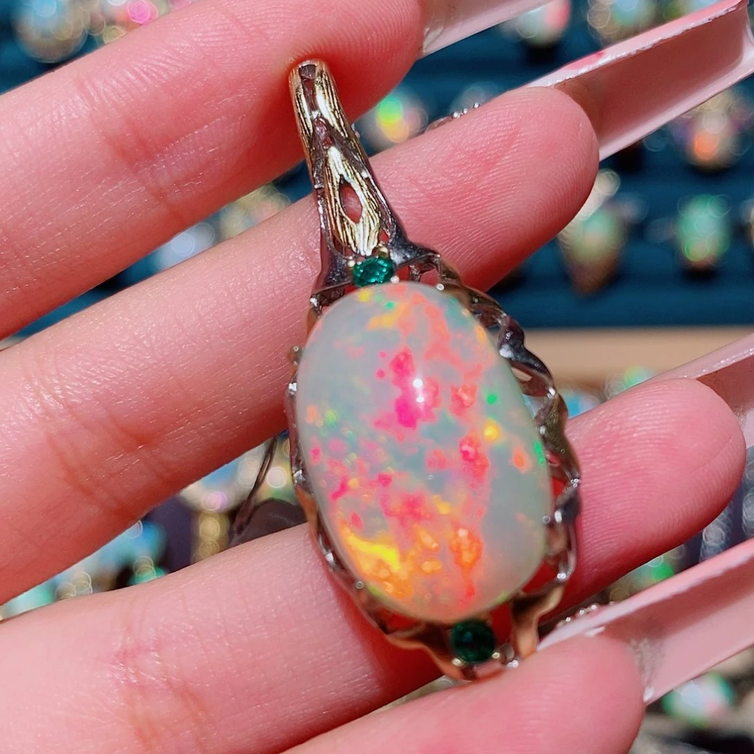 欧泊银S925镶嵌吊坠