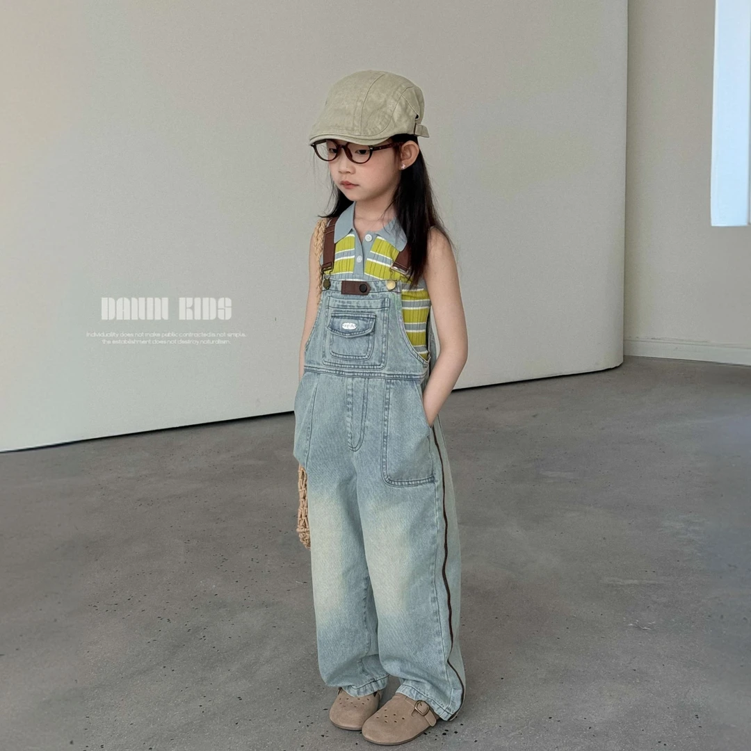 【嗒囜】女童25夏季新款高级感百搭中大童肩带可调节牛仔休闲背带裤