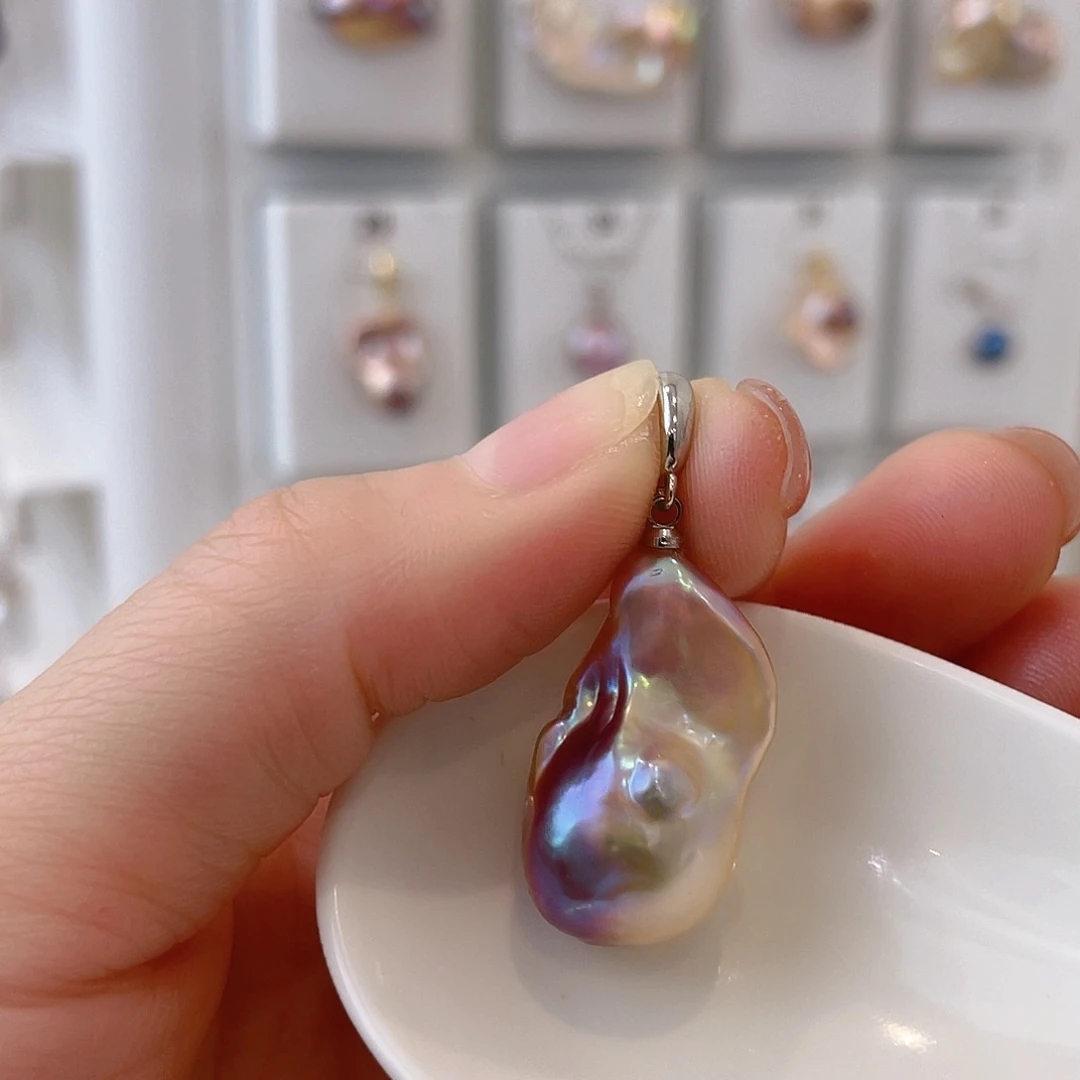 淡水珍珠天然珍珠巴洛克银S925镶嵌