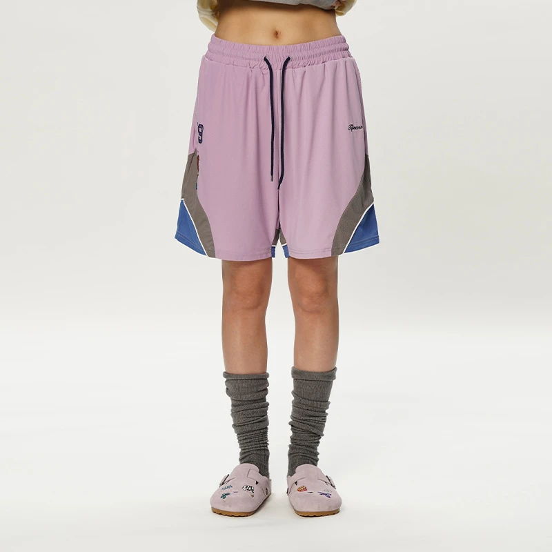 TIPSEVEN 原创设计夏日运动奥林劈叉系列松紧腰拼色运动休闲短裤