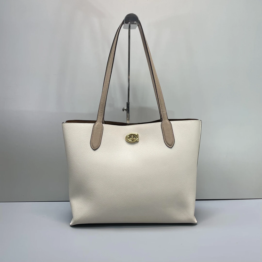 95新 COACH/蔻驰 willow白色大号托特 34*27*14cmE010407