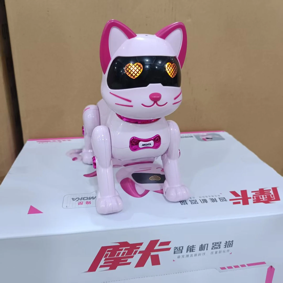新款电动牵绳电子机器猫玩具(自备电池)电商包装