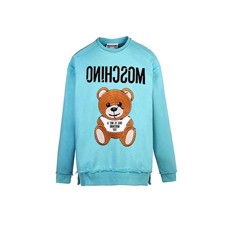 未使用 Moschino/莫斯奇诺 蓝色小熊刺绣圆领卫衣