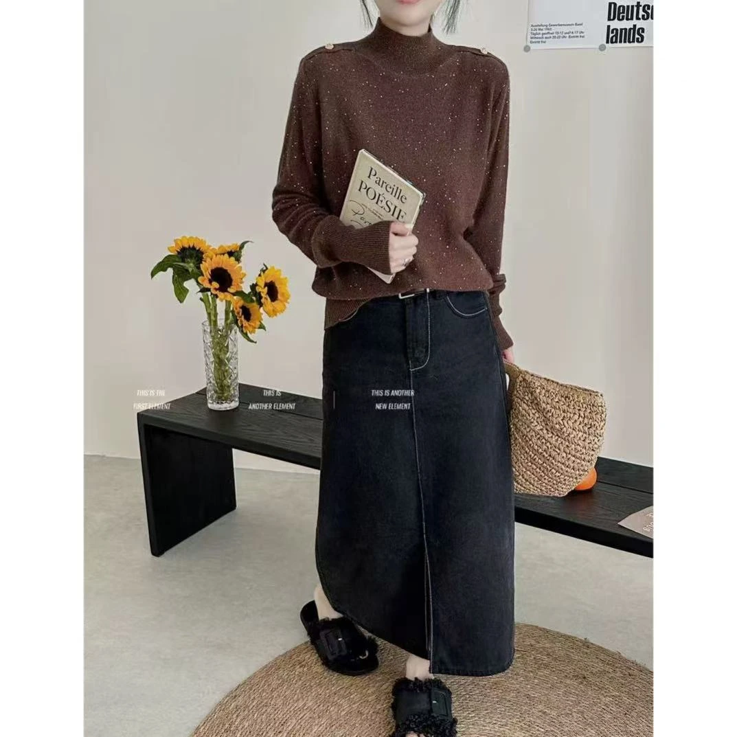 丽丽家~蜜熊打底咖色直角肩纯色休闲时尚百搭打底衫