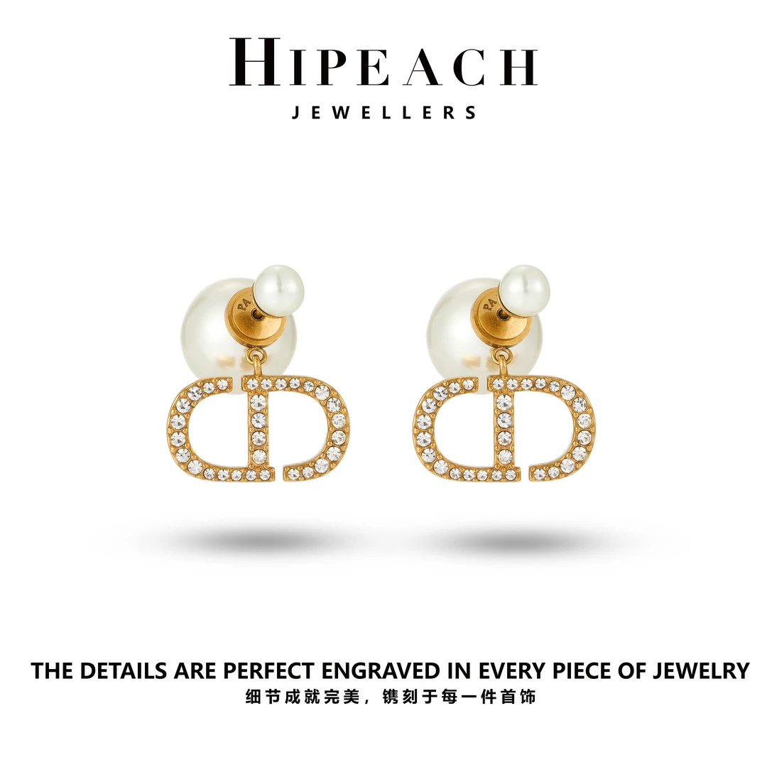 镀K金♠天天♠双珠镶钻雅丹耳钉HTMY0026 HTPW008