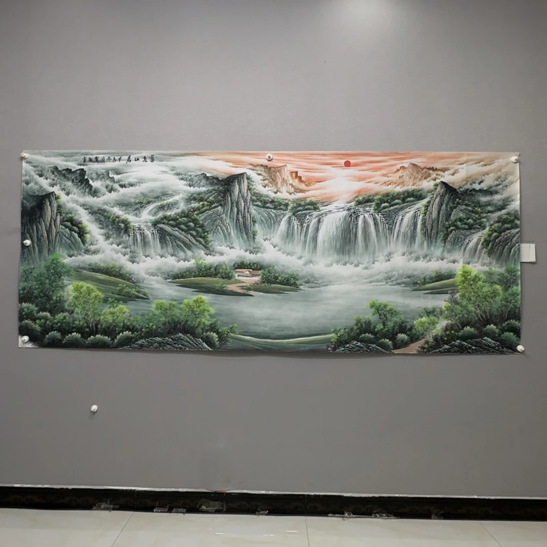 国画横幅八尺精品山水贾敏