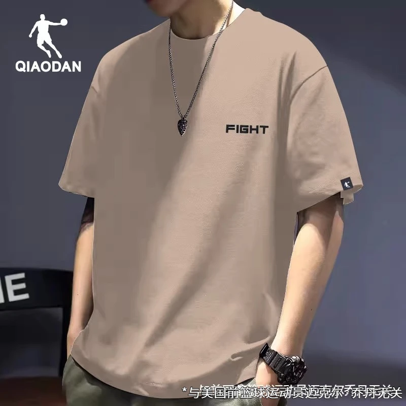 乔丹男运动短袖T恤2025夏季新款圆领半袖大码宽松体恤纯色棉质t恤