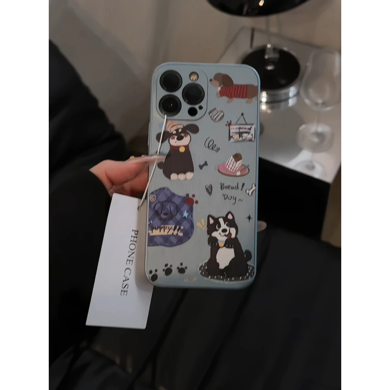 涂鸦狗狗适用苹果16pro手机壳15promax创意华为p70皮纹荣耀小米15