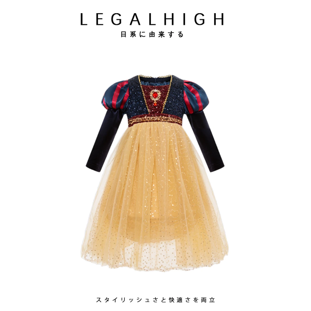 儿童白雪公主生日礼服裙冬季小女孩法式复古宫廷风长裙女童连衣裙