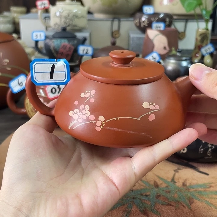 抛***线建水紫陶刻填复烧壶