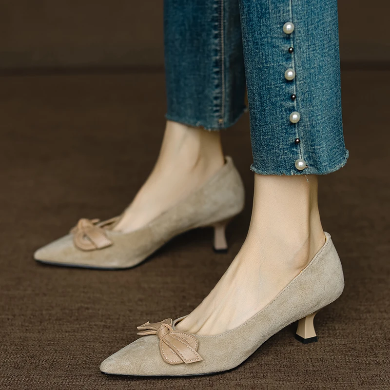 意大利纯羊皮真皮尖头夏天2025新款流行爆款百搭裙子高跟鞋单鞋女