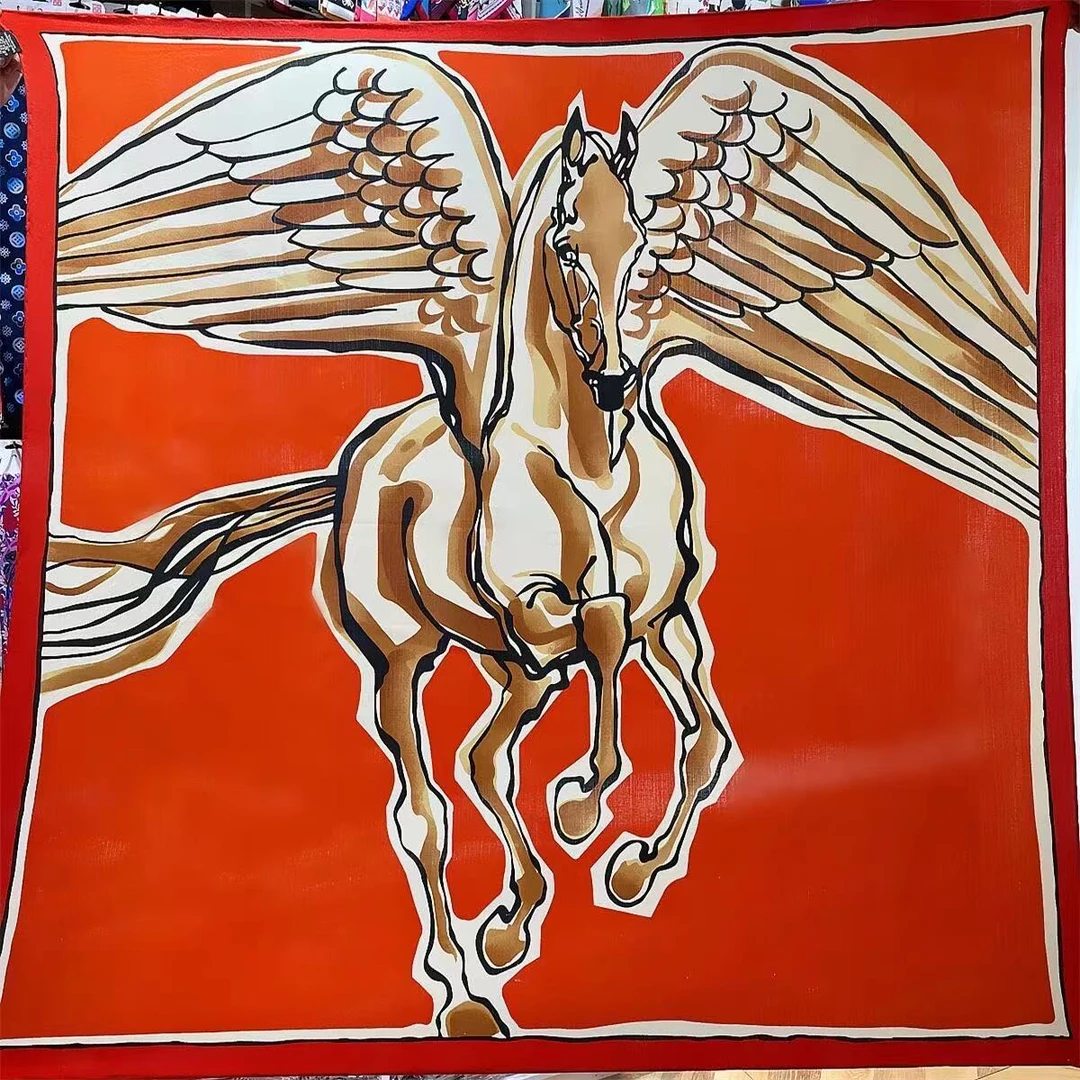 【自由飞马橙色】常规欧美风厚款不掉色成人女围巾130*130  2033