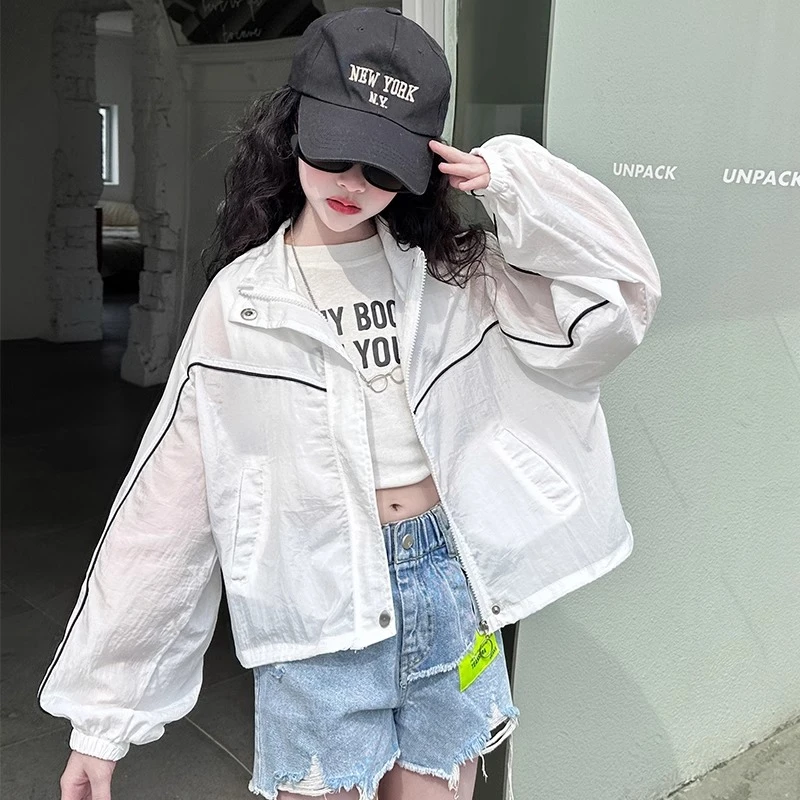 女童防晒衣2025夏装儿童薄款外套大童女孩运动防晒服儿童空调衫潮