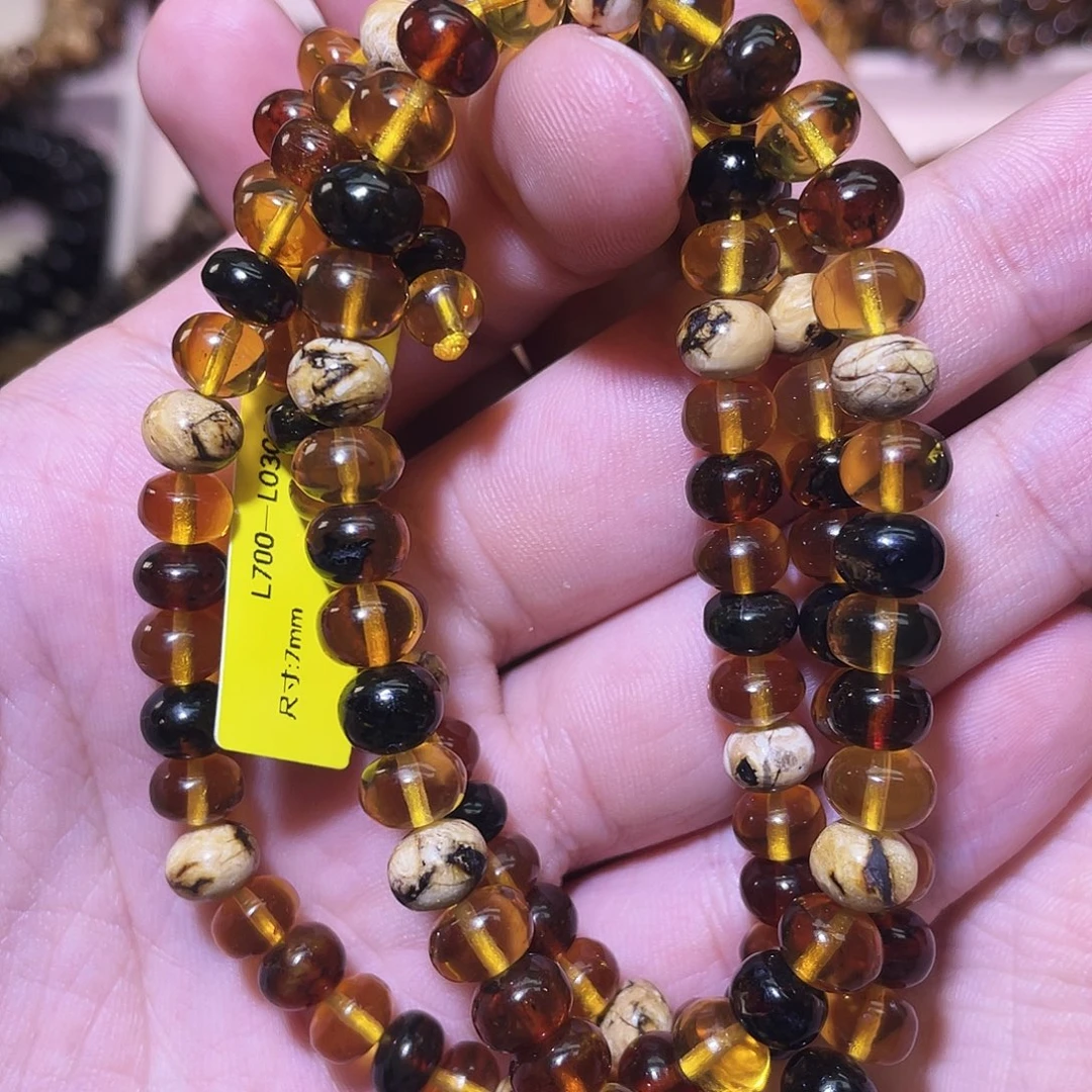 琥珀未镶嵌裸石抚顺琥珀多宝108