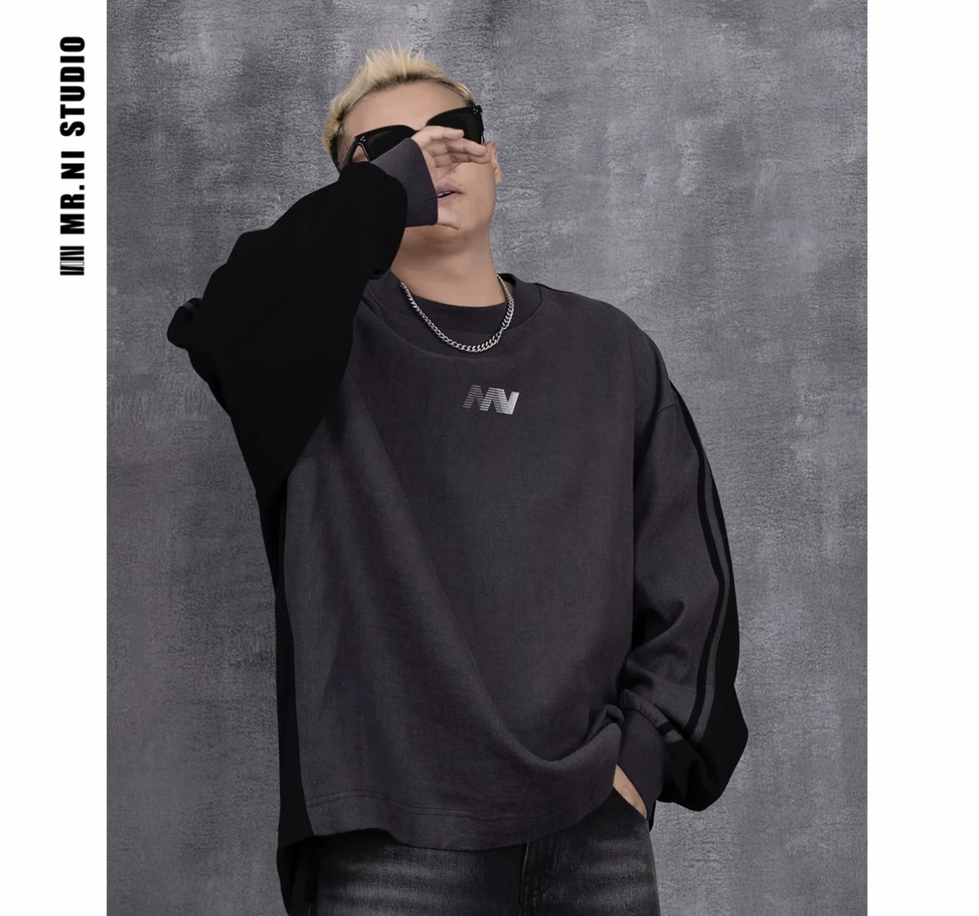 MR.NI 秋冬新款时尚百搭宽松美式卫衣