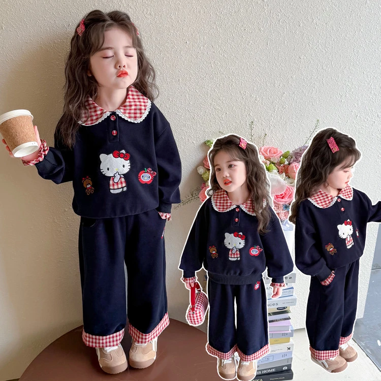 女童卡通卫衣套装2025新款秋季儿童装春秋款洋气女宝宝休闲两件套