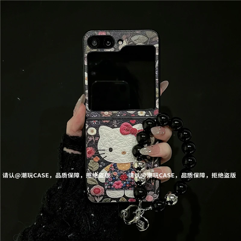 （三星zflip6系列）金属折叠皮纹适用三星zflip6/zflip5手机壳防摔