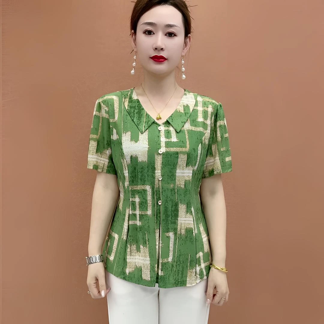 夏季新款时尚洋气妈妈装宽松显瘦女短袖减龄妈妈装小衫