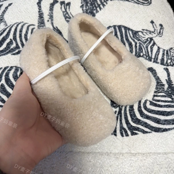 现M.儿童冬季新款年款加绒一脚蹬毛毛休闲鞋1336