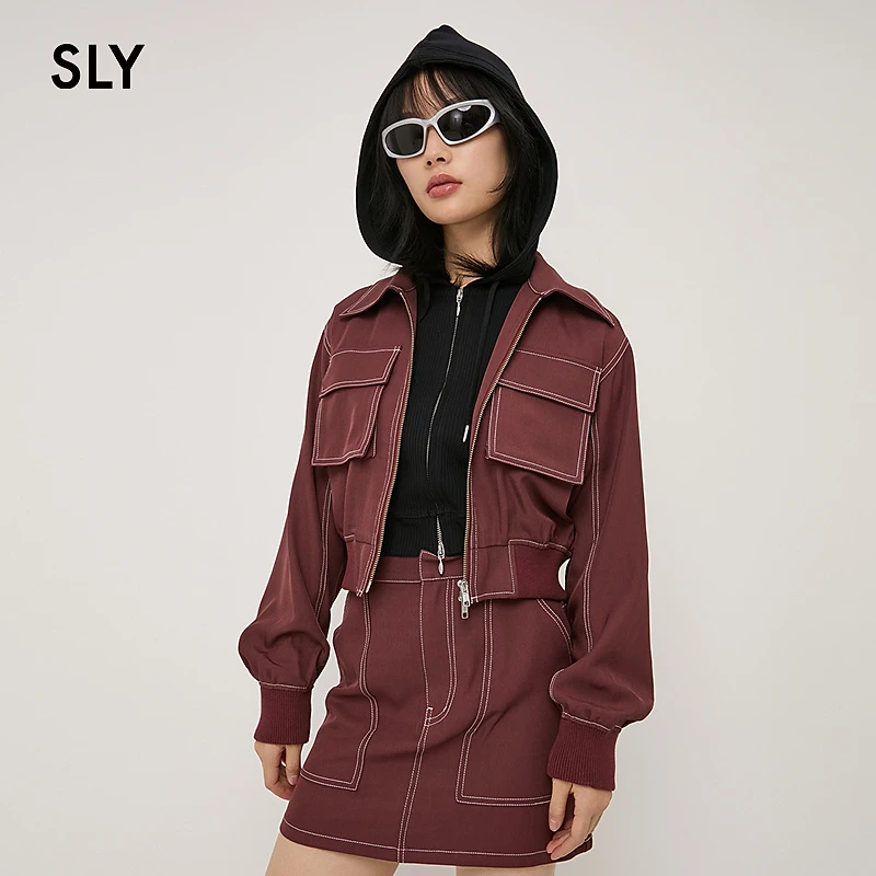 【达人专享】SLY 工装风两件套夹克外套半身裙030HAR33-3171
