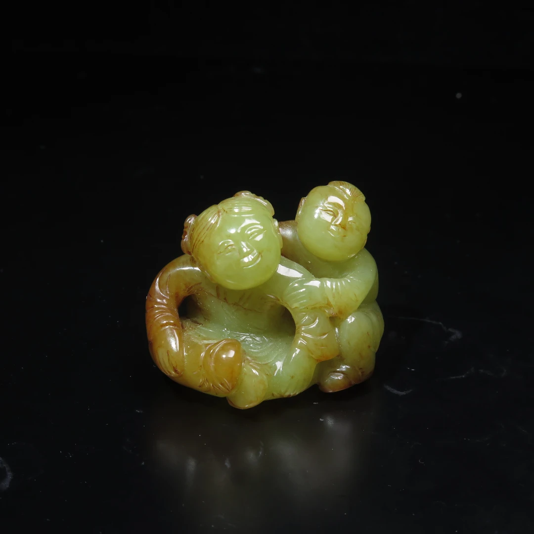 晚清黄玉童子把件/MZ327432/和田玉/民族文物