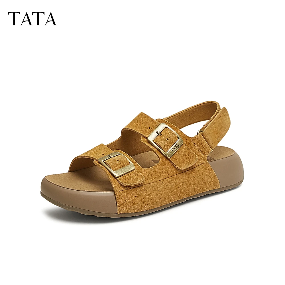 Tata他她复古厚底凉鞋女款休闲勃肯鞋拖鞋外穿2025夏新款4QY04BL5