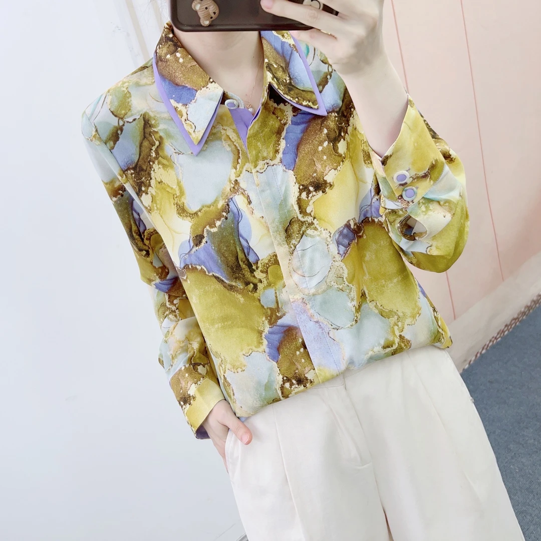 599韩版印花复古开扣长袖衬衫6599/GJ