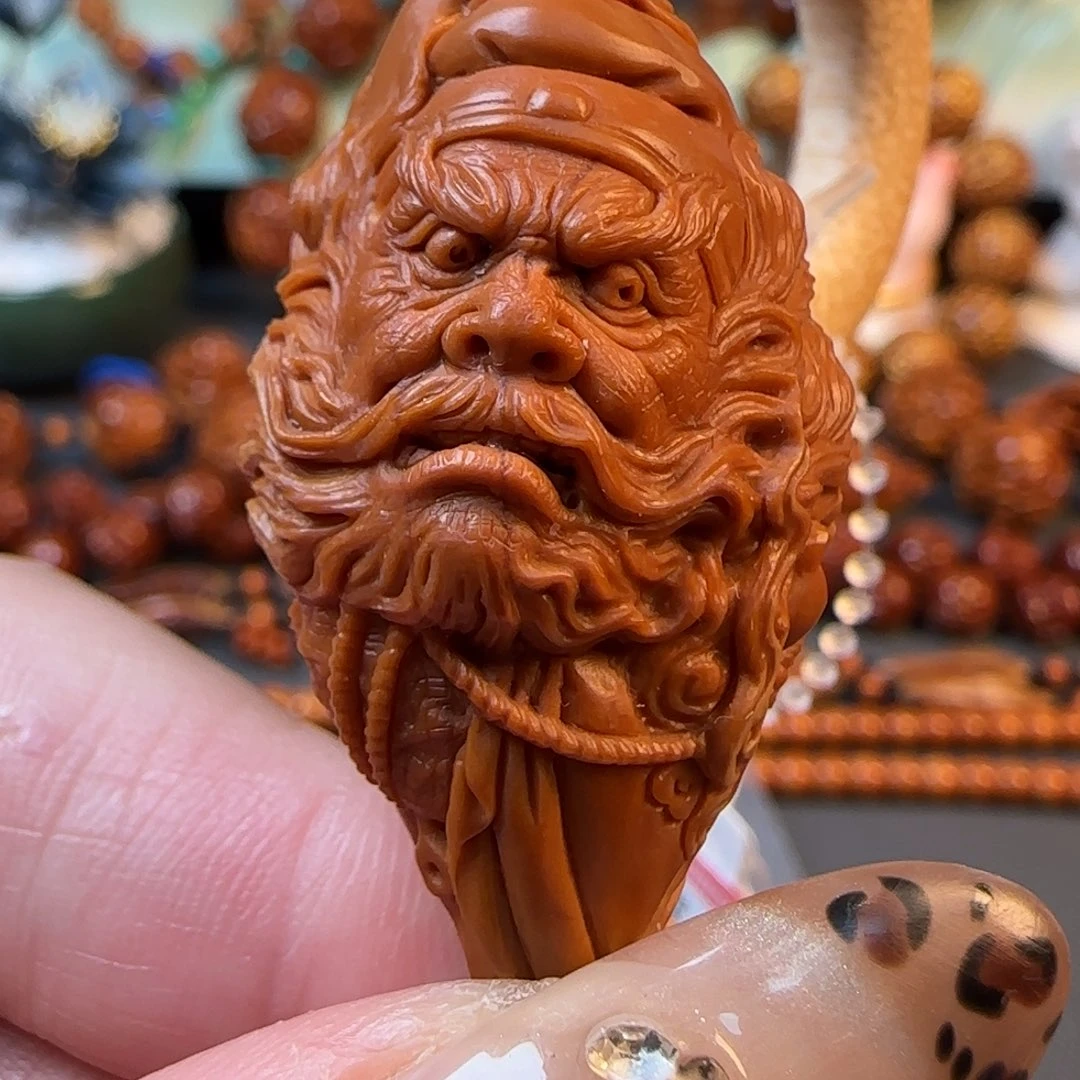 酒***哥手串/手链橄榄核宽2.3鸡血红水晶核钟馗吊坠