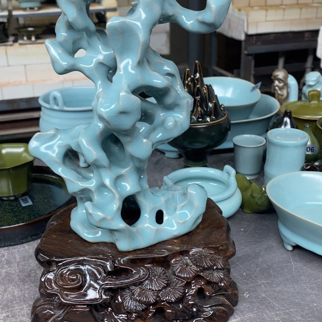 草***夫陶瓷摆件抱朴瓷器仿古微瑕