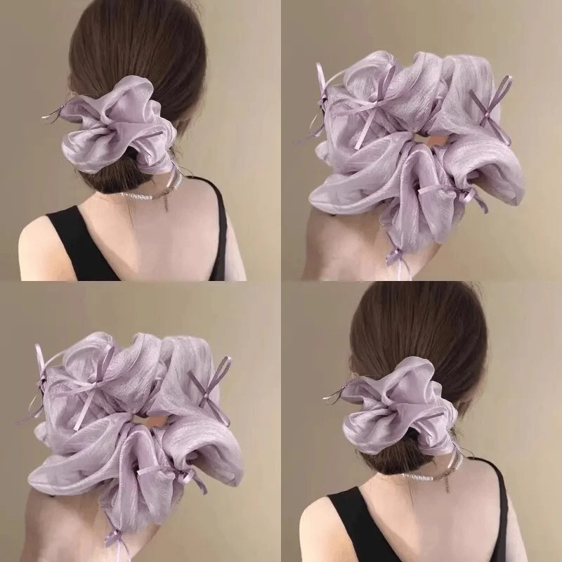 芭蕾温柔风网纱蝴蝶结发圈女2025风新款发绳扎马尾头绳百搭法式