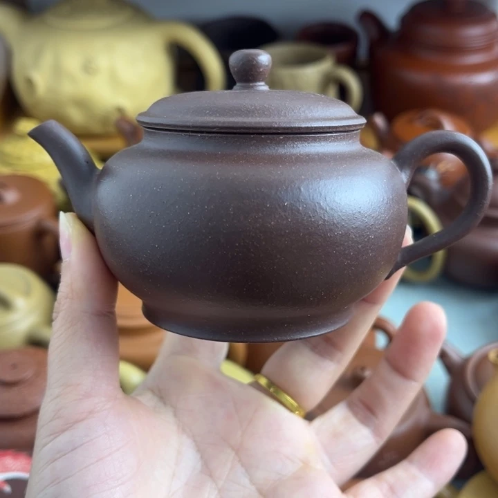 紫砂茶壶160cc紫泥半手