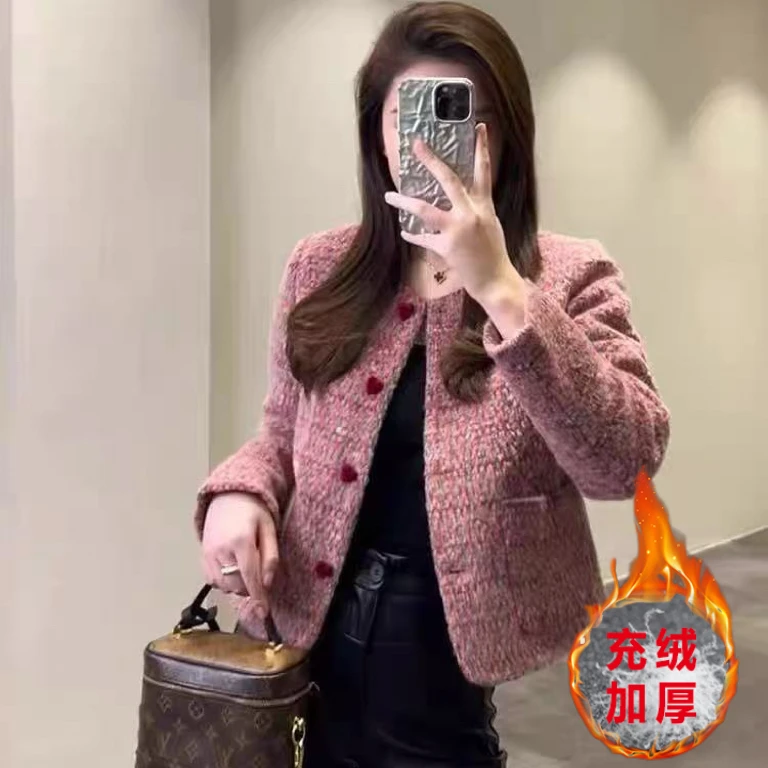 【当天发+运费险】充绒法式气质香风外套秋冬高级感圆领小香风RO532