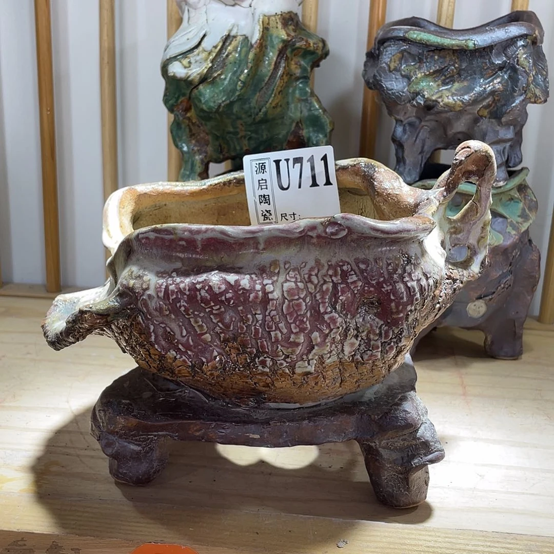 紫砂花盆景德镇陶瓷花盆711