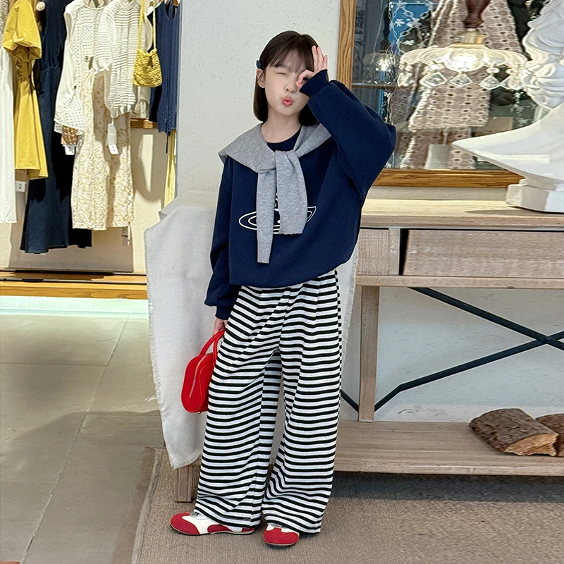 简约潮牌店铺儿童服装2025年新款衣服女童装秋装套装6-12岁高级感