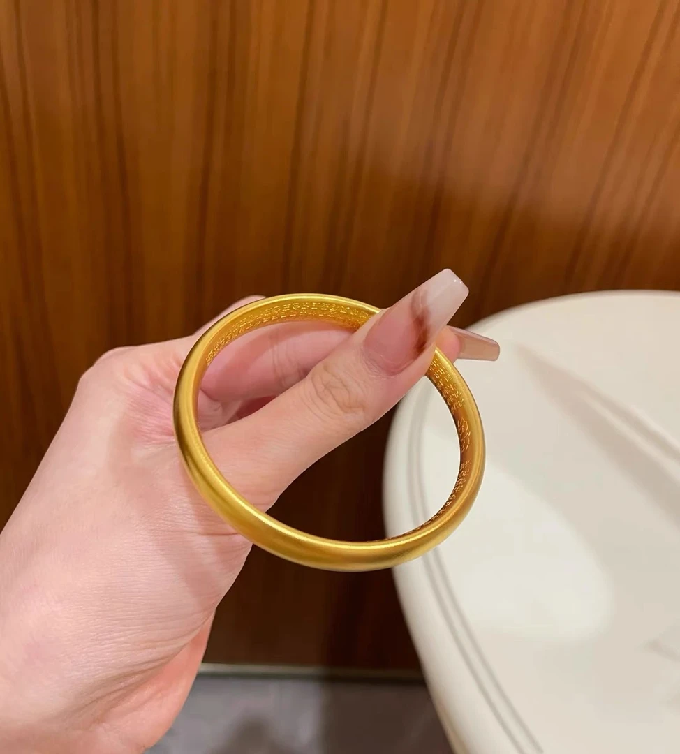 铜合金手镯 复古古法心经闭口磨砂经典传承实心泥鳅背手镯饰品