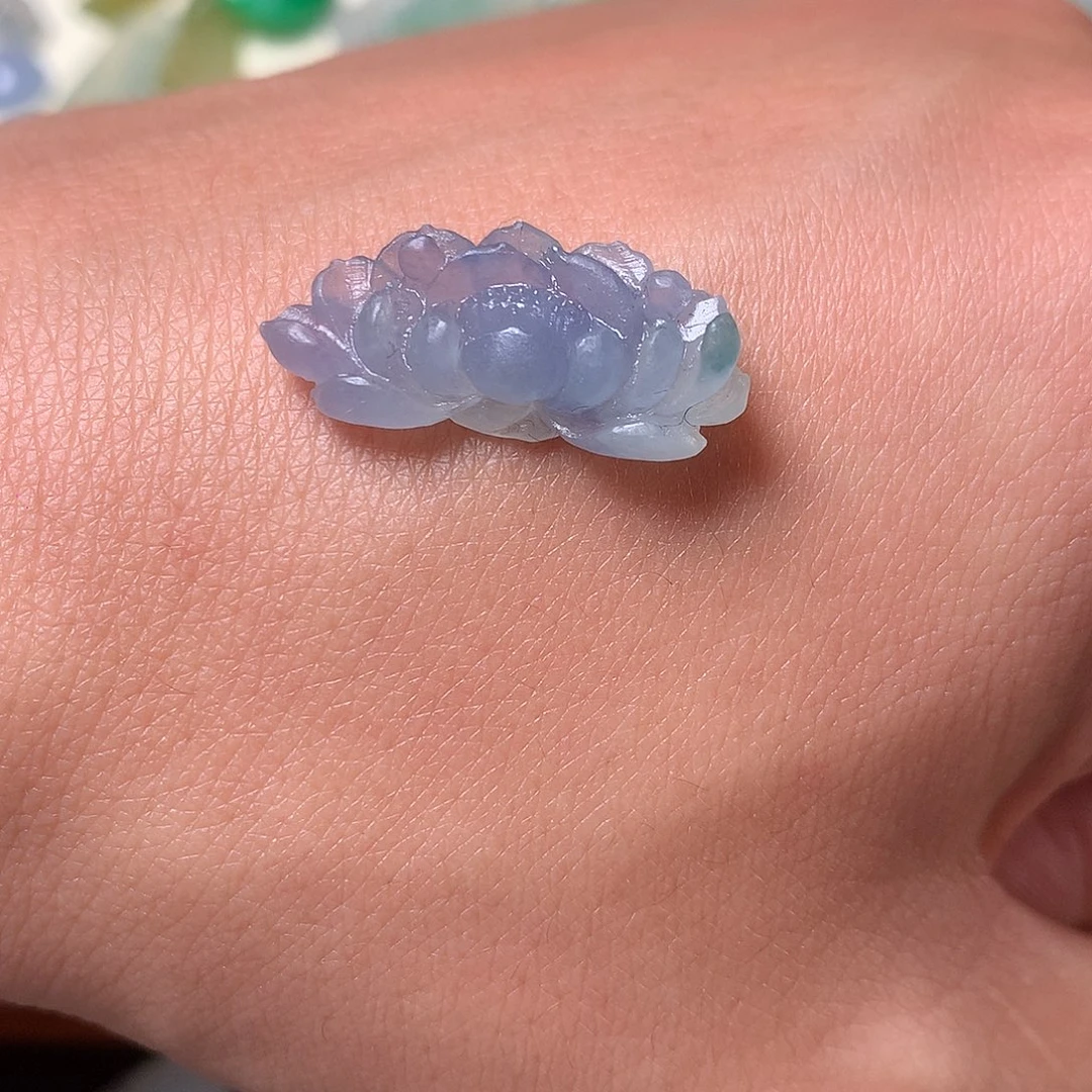 定制翡翠未镶嵌翡翠紫冰荷花