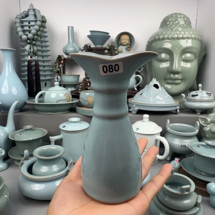 摆件汝瓷分酒器圈足烧天青釉微瑕