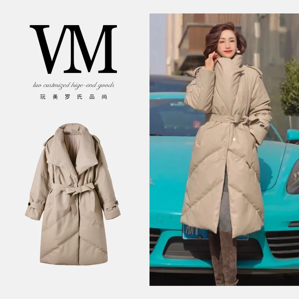 【绵羊皮鹅绒服】YD823款 中长款加厚绵羊皮鹅绒服保暖