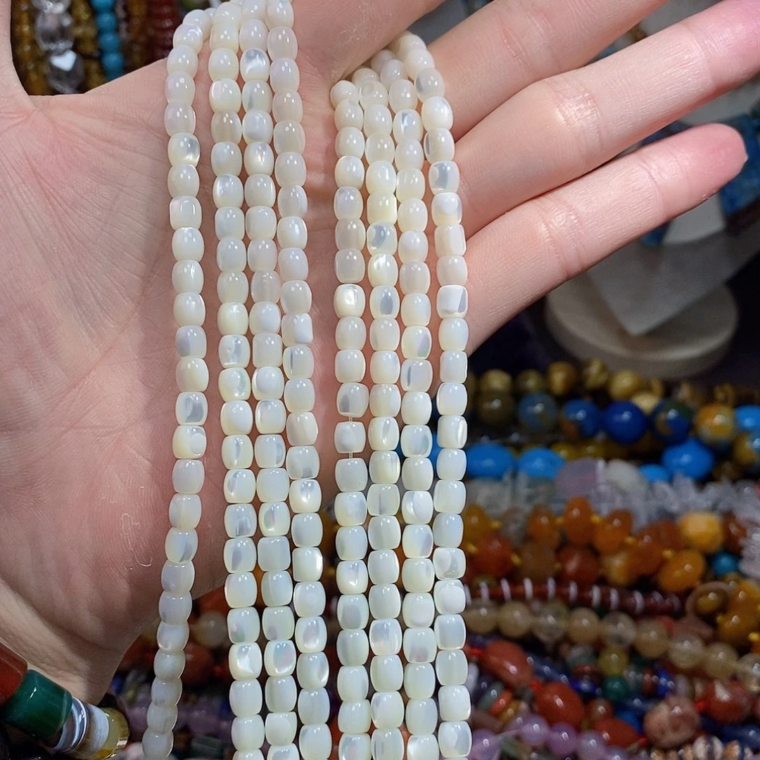 石英质玉未镶嵌，白蝶贝墩墩6mm，